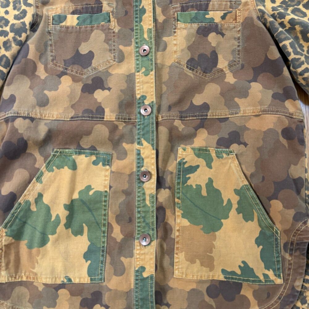 ANTHROPOLOGIE PILCRO Camo/Leopard Print Oversized Utility Jacket Womens Size S - Picture 3 of 10